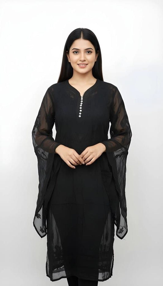 Black Kurti with Kaftan Sleeves