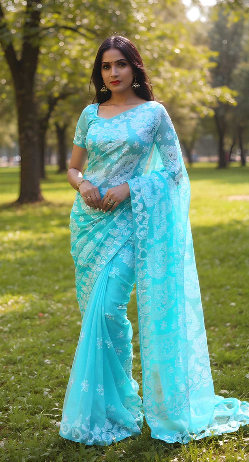 COTTON WHITE THREAD SAREE