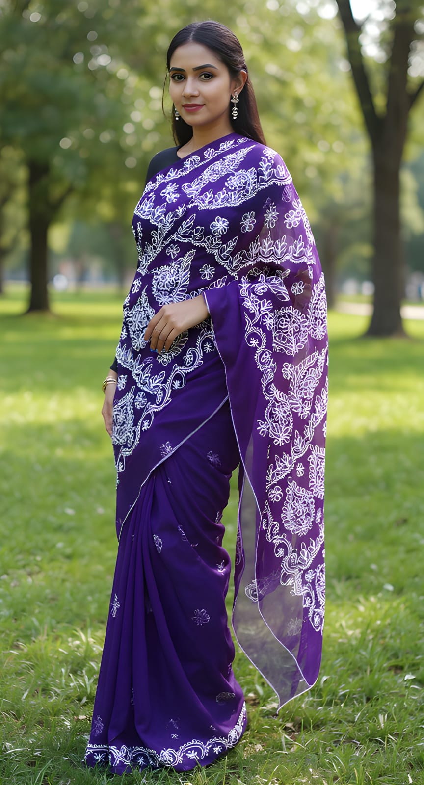 COTTON WHITE THREAD SAREE
