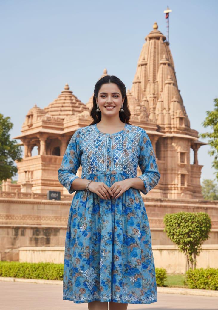 Floral Print Short Kurti