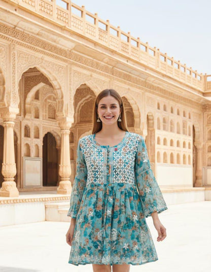Floral Print Short Kurti