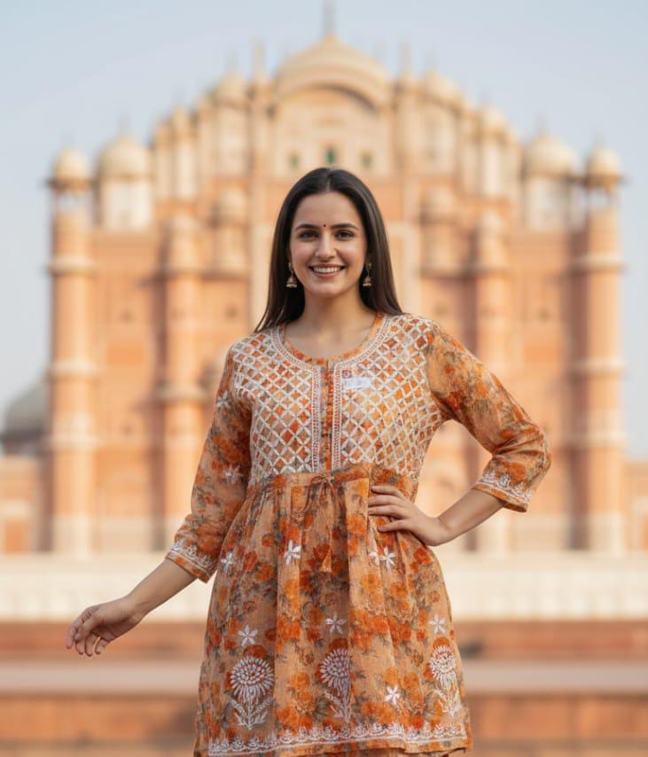 Floral Print Short Kurti