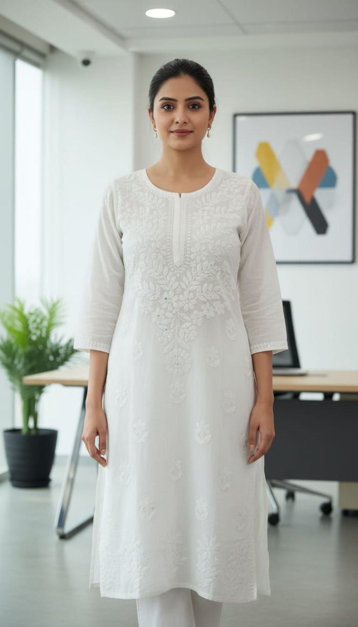 White Masleen Kurti